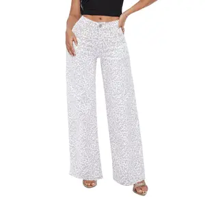 Magic ONESO Mid-low Rise Baggy Jeans Stretchy Wide Leg for Women Distressed Pants Light Blue/Dark Blue/Leopard Print/PinkieBow Womenswear Bottom 8001 Lady Basic Minimalist Comfortable Denim Tummy Control Curve Hugging Plus Size Regular Size BBL