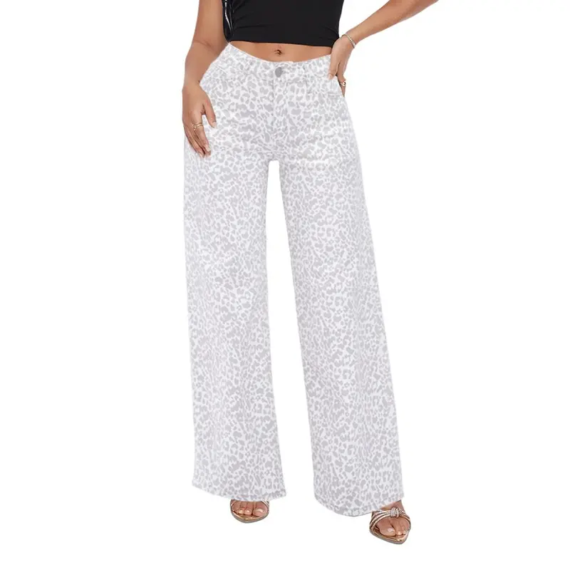 Magic ONESO Mid-low Rise Baggy Jeans Stretchy Wide Leg for Women Distressed Pants Light Blue/Dark Blue/Leopard Print/PinkieBow Womenswear Bottom 8001 Lady Basic Minimalist Comfortable Denim Tummy Control Curve Hugging Plus Size Regular Size BBL