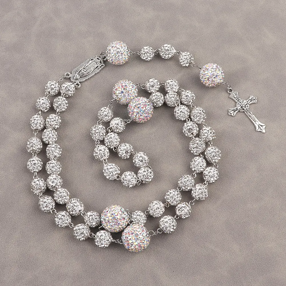 Prayer bead necklace AB color+white bead