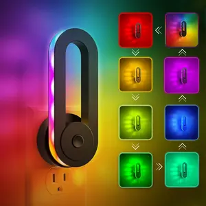Jandcase Night Light for Kids, 1 Pack RGB Color Changing Night Lights Plug in with Dusk to Dawn Sensor, 7 Solid Colors & RGB Cycling NightLight for Gaming Room Kids Room Bedroom