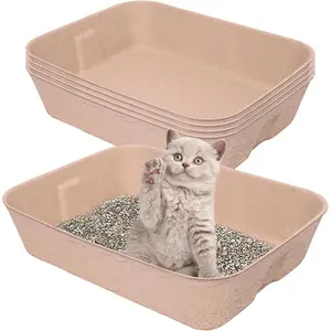 5 Pack Disposable Cat Litter Box, Travel Litter Box,Eco Friendly 100% Recycled Paper
