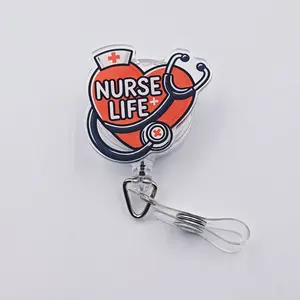 Expandable Badge Holder for Nurses, Doctor Rn Lpn Card Roll Stand, Nurse Badge Reel, Medical Staff Exclusive Gift, Non-3D Design, Remove Protection Film Before Wear