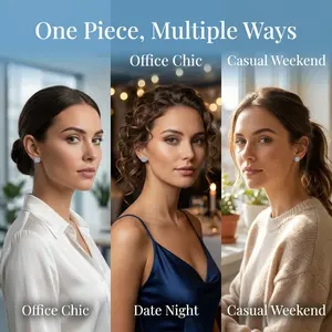 S999 Pure Silver Stud Earrings — 6mm Round Aquamarine Zircon — Stylish & Premium — Simple Design, Suitable for Both Men and Women