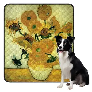 Reusable Washable Dog Pad, Non-Slip Pet Training Mat, Small Medium Dogs, Sunflower Style, Durable and Comfortable