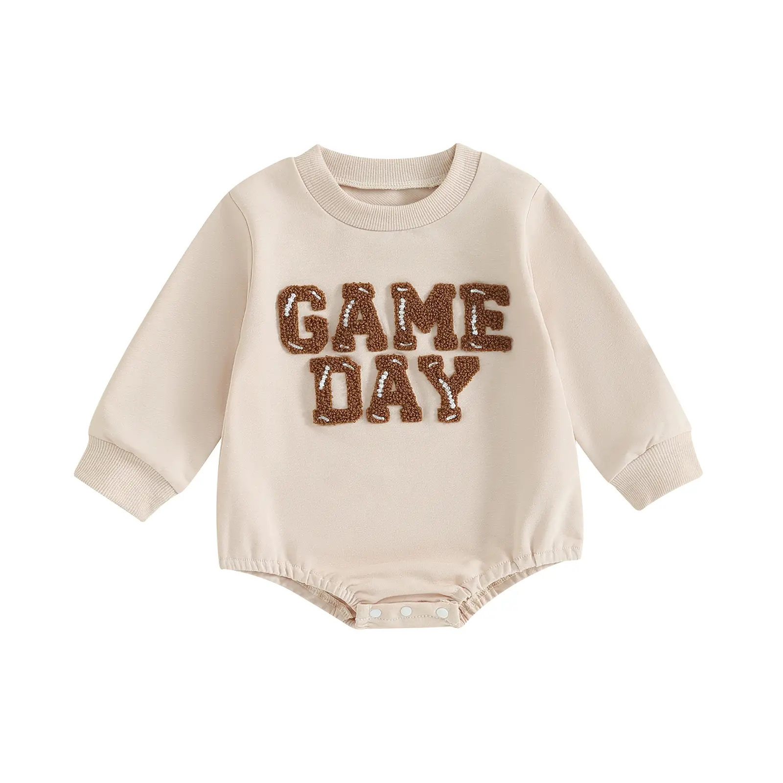 Newborn Baby Boys Girls Sweatshirt Rompers Letter Embroidery Crew Neck Long Sleeve Infant Onesie Jumpsuits Fall Winter Spring Toddler Clothes Bodysuit