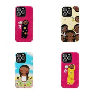 Dreamy brown y.u.y.u INS sparkly big-eyed cartoon girl phone case, compatible with iPhone 17 Pro Max 16 15 14 13 12 11 and Samsung S21 S22 S23 S24 S25, is a great gift for friends or fans.