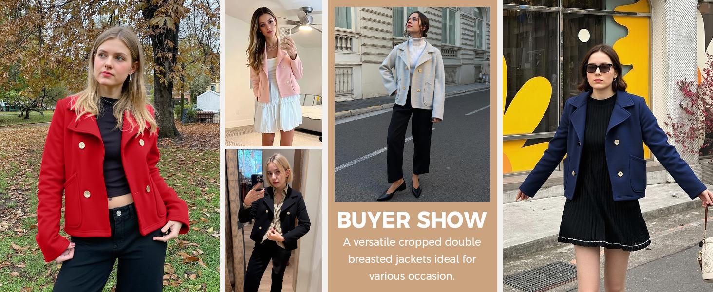 FISOEW Women's Sweatshirt Blazer Preppy Style Cropped Jacket Casual Elegant and Stylish Outerwear for Daily Wear Brunch & Campus #Springtok #ValentinesDay SpringStatements