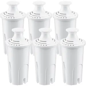 Water Filter Replacement for Brita Water Pitchers and Dispensers, Classic 35557, Ob03, Mavea 107007 and More, Reduce Chlorine and Bad Taste, Lasts Two Months or 40 Gallons, Includes 6 Filters