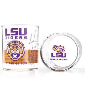 Louisiana State University Whiskey Glass Set 2 Low Ball Glasses 10 oz Full Color Logo Campus Map Drinkware Officially Licensed LSU Tigers Fan Gift