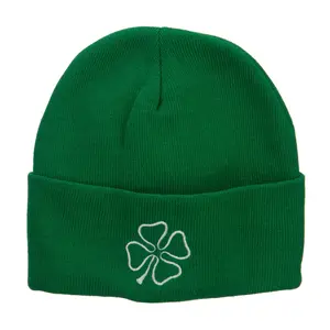 Irish Clover Embroidered Big Size Long Beanie