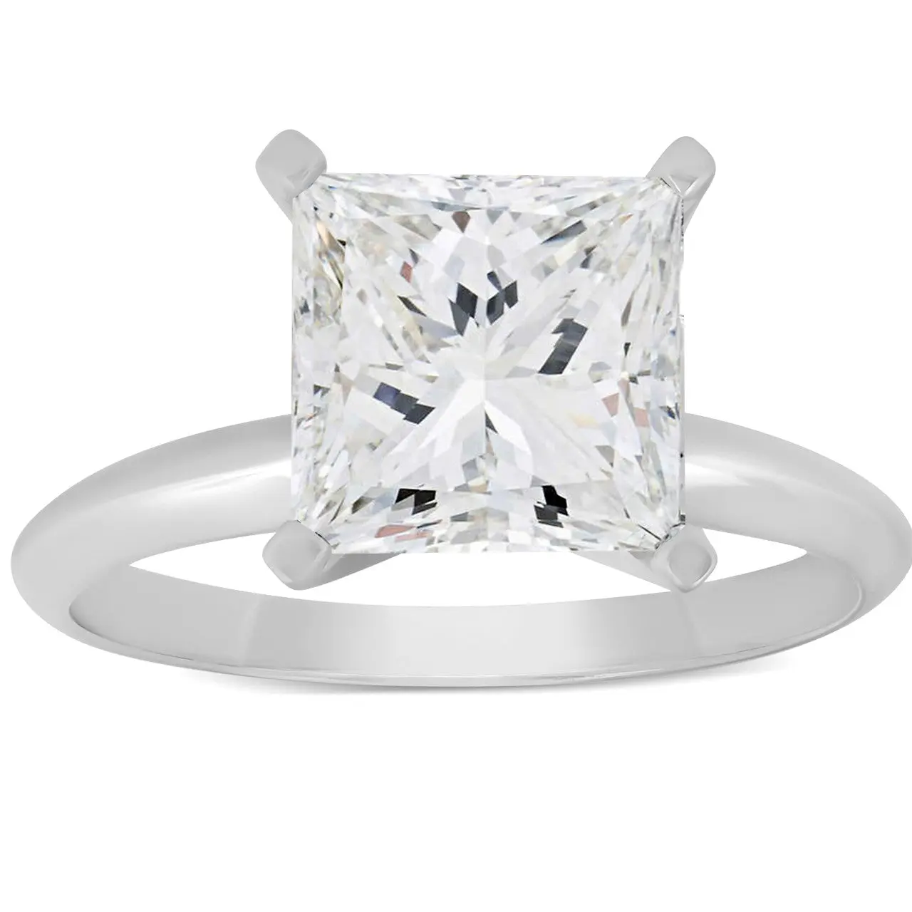 Certified 3 Ct Princess Cut Diamond Solitaire Engagement Ring 14k Gold Lab Grown Certified 3 Ct Princess Cut Diamond Solitaire Engagement Ring 14k Gold Lab Grown