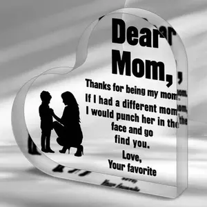 Thank You Gift for Mom from Daughter Son Mom's Heart Acrylic Plaque Gifts form Kids Husbands