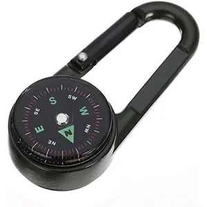 Compass/Thermometer Carabiner with Black Handle and Red Indicators