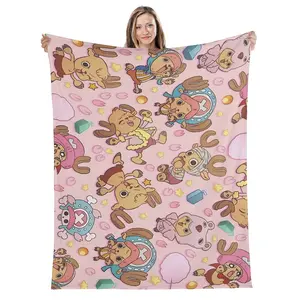 TONY TONY Chopper Blanket Flannel Spring Autumn Anime Multifunction Super Warm Throw Blanket for Bed Outdoor Bedspreads