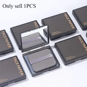 1pcs Portable Refreshing Timifly Bamboo Charcoal Facial Oil Absorbing Paper, Includes Powder Puff and Mirror Case, Single Item
