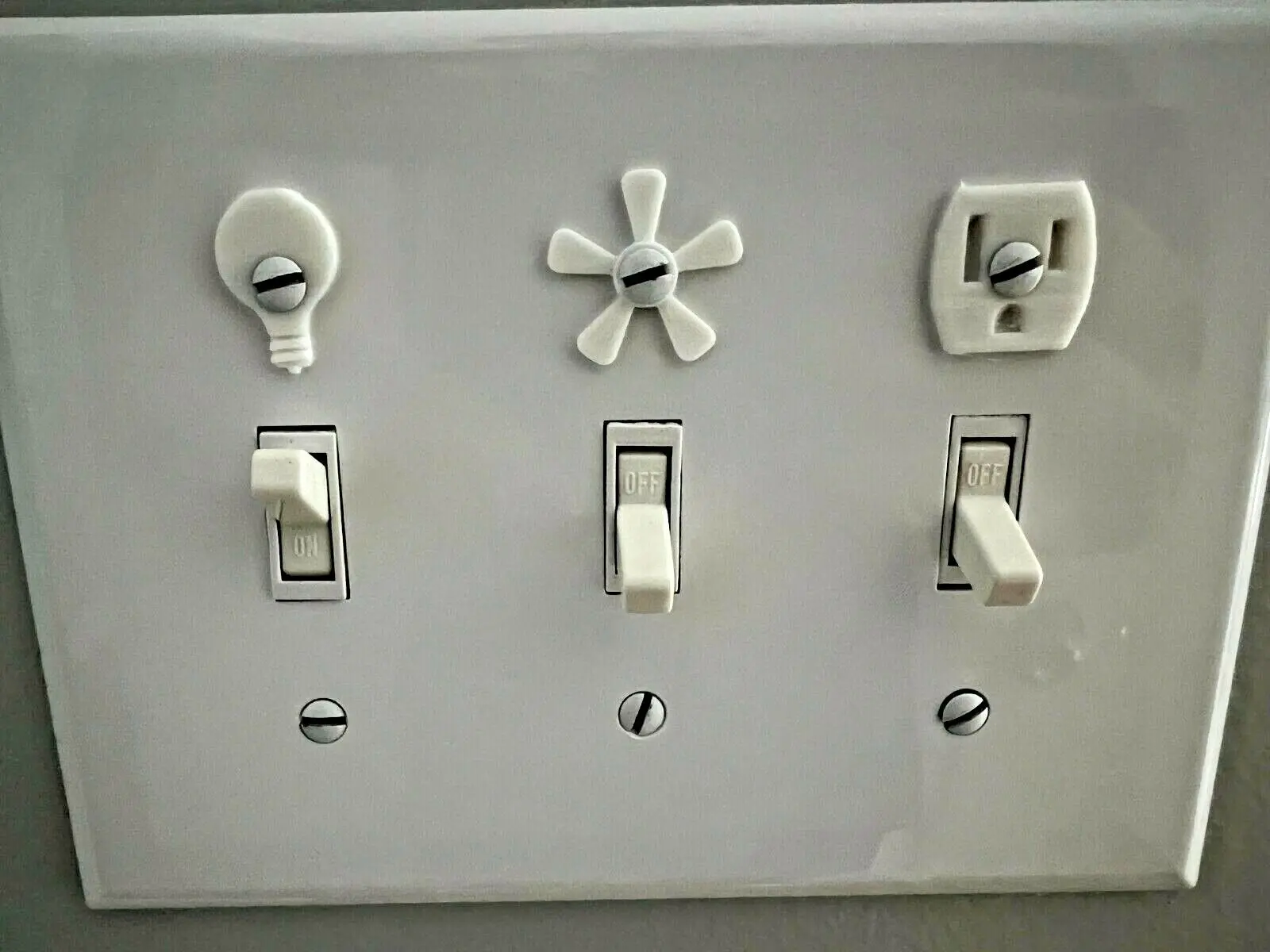 6 Pack! 3D Printed Light Switch Icon Decal Label Home Décor Outlet Fan Light Switch Plates Plastic