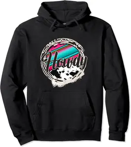 HOWDY - Leopard Cow Pattern Serape Print Cowgirl Rodeo Mommy Pullover Hoodie - Autumnsc Shop 93B0CZS945RJ