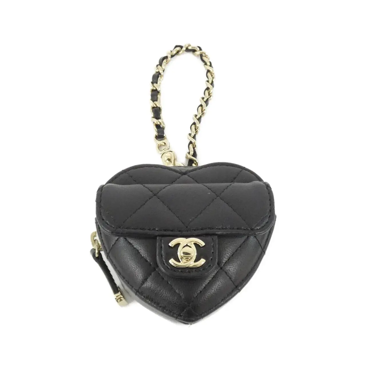 Pre-owned CHANEL Lambskin Small Leather Goods Bag Charm Key Holder