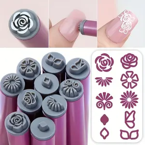 Nail Art Manicure Stamping Pen Set, Floral Butterfly Patterns, Quick Design Tool, Multiple Designs, Beginner DIY Salon Nail Essentials, Nail Art Tools, Home Nail Art