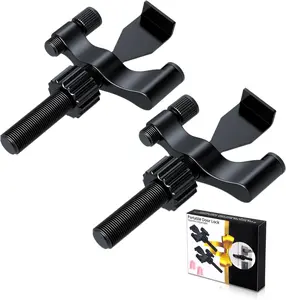 2 Pack Adjustable Portable Door Lock, Hotel Door Locks for Travelers ,  Unauthorized Entry, Door Stoppers  for Travel Bedrooms Apartment Airbnb Dorm, with  Caps, Black