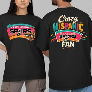 Crazy Hispanic Fan  2 sided T-Shirt, Basketball Team Pride Tee, Full Sizes, Full Colors, Unisex Graphic Crewneck, For Men, For Women