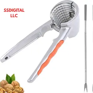 Nutcracker Tool, Heavy Duty Pecan Walnut Plier Opener Tool with Non Slip Handle Aluminum Multifunctional Nut Shell Breaker for Walnut Nuts Chestnut Melon Seeds, Handheld Walnut Clip