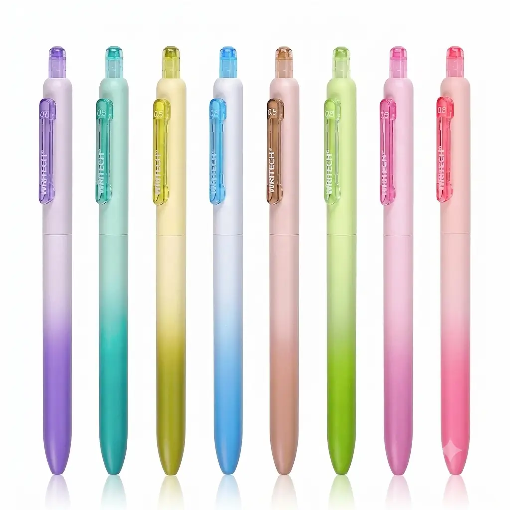 8 Pack Gel Pens Fine Point 0.5mm, Multicolor Ink Pens with Smooth Writing, Quick Dry No Smear, Silent Click Retractable Pens for Journaling, Notes, Drawing, School & Office