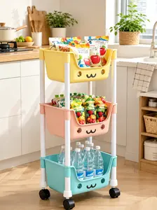 3-Tier White Durable Plastic Compact Multifunctional Utility Cart - 360° Swivel Wheels, Easy to Transport, Bathroom Counter Storage, Bedroom Organiser, Colorful Multi-Layer Design, Space-Saving Basket Tray Organizer, Lightweight Rack
