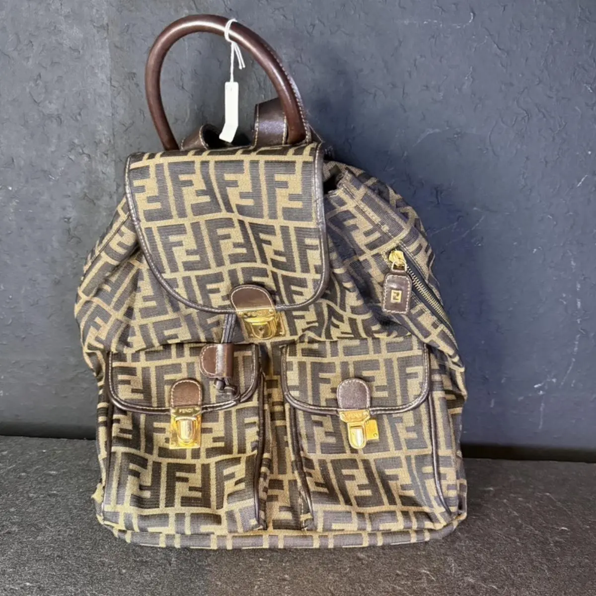 Pre-owned FENDI As Shown Backpacks Zucca Print Backpack AJ895