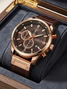 Men's multi-functional business fashion round-faced mechanical quartz watch, suitable for both work and daily life. Comes with packaging. It is an excellent choice for birthday gifts and business gifts.