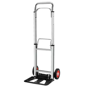 Folding Sack Truck Heavy Duty Barrow Cart Long Telescoping Handle Aluminum Moving Trolley Non-Slip Multifunctional for Moving and Travel