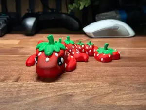 Charming Strawberry Dragon, 3D Printed for Play and Relaxation, Baby Articulated Strawberry Dragon