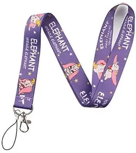 Anime Source Dumbo The Elephant Classic Cartoon Movie Character Vintage Purple Keychain Lanyard ID Badge Holder