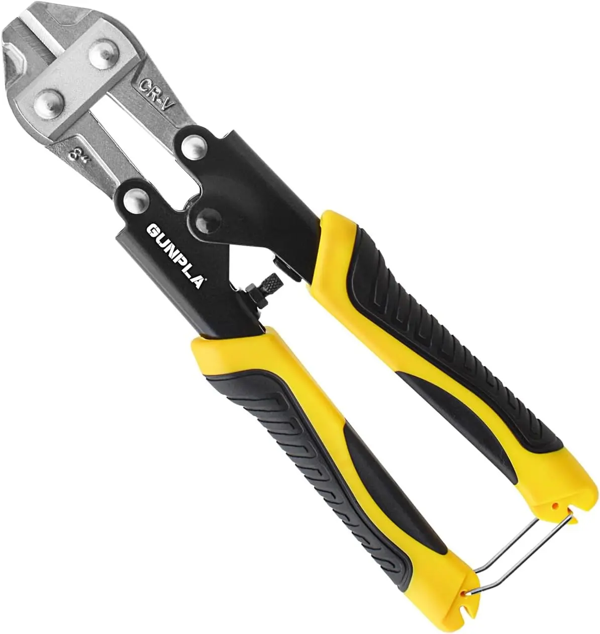 Gunpla 8-In Mini Bolt Cutter Cutting Tool - Heavy-Duty Drop-Forged Cr-V Steel Hardware, Spring-Loaded High-Leverage Clipper, 1/4-In Max Opening, Anti-Slip Rubber Grip for Padlock Chains, Fences