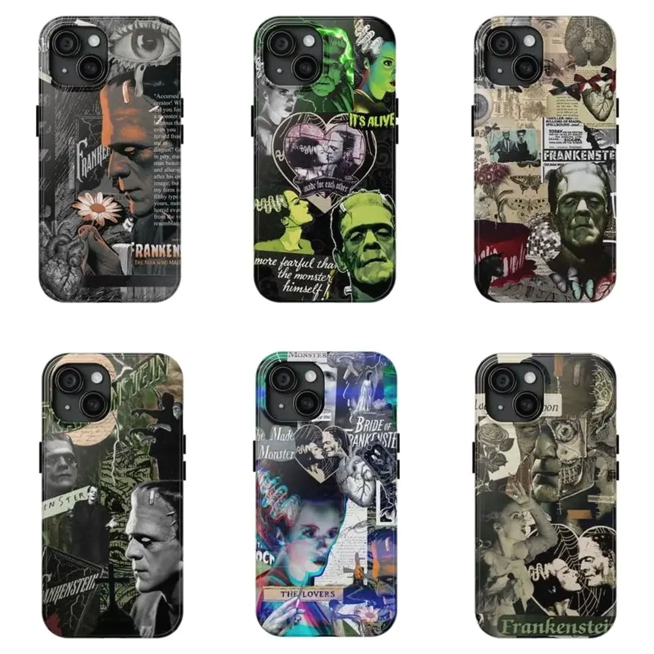 6 Design Bride of Frankenstein Phone Case, Classic Horror Movie Art Cover Compatible with iPhone X, 11, 12, 13, 14, 15, 16, 17 Plus Pro Promax & SS Galaxy S21-26 Series