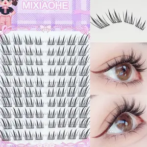 MIXIAOHE transparent oblique flying fox false eyelashes 80 clusters single cluster fresh Korean style natural long-lasting no need to disassemble segmented reusable daily work travel suitable for beginners manual DIY easy to use