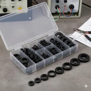 180-Piece Silicone Rubber Gasket Seal Kit for Electrical Wiring, Cable Installation & Home Repair, Waterproof Leak-Proof Durable Soft Gasket Set with Multi-Size Sealing Rings and Tools