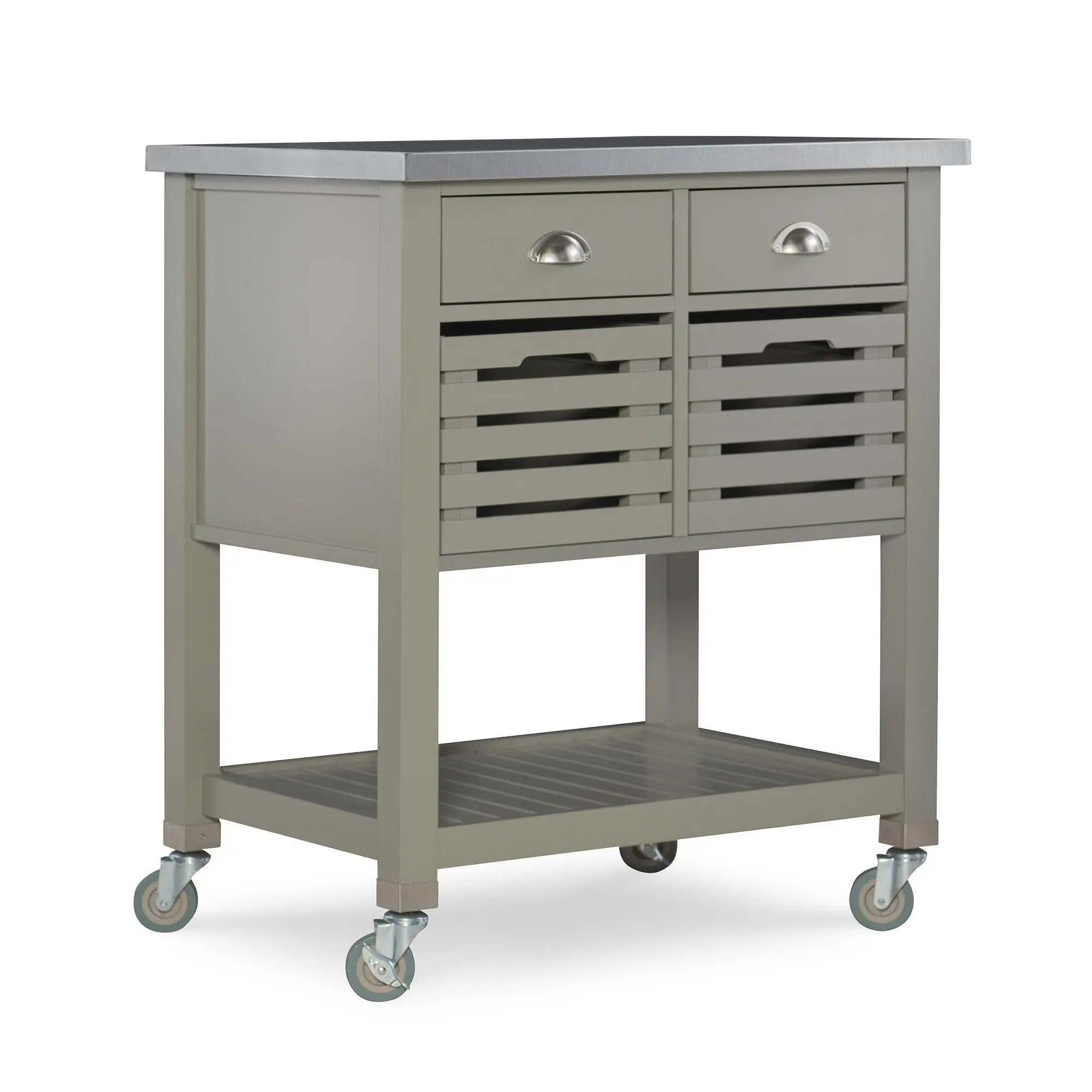 Linon Home Rory Kitchen Rolling Prep Island Cart With Storage
