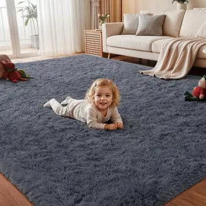 Area Rug for Living Room Bedroom: 4x6 Soft  Shag Rugs Upgrade Non-Slip High Pile Carpet Large Fuzzy Plush Indoor Floor Shaggy Carpets for   Playroom Office Dorms  Decor Grey