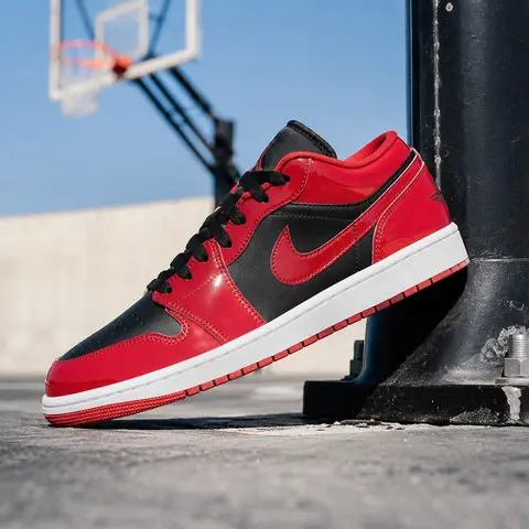 Jordan 1 Low SE Patent Varsity Red Black Men's HV4089-006 & GS HV4396-006 New