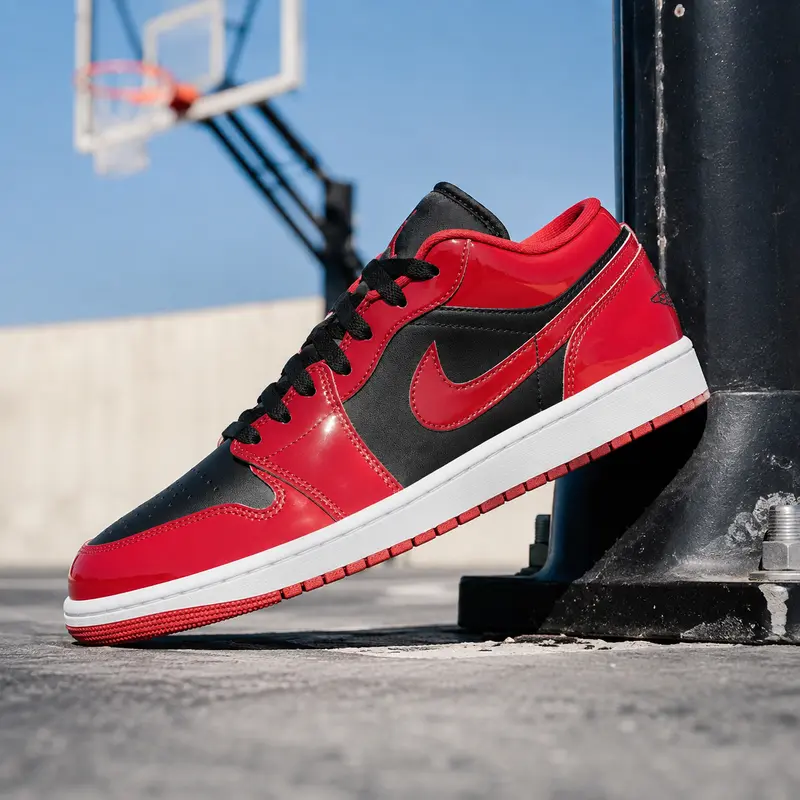 Jordan 1 Low SE Patent Varsity Red Black Men's HV4089-006 & GS HV4396-006 New
