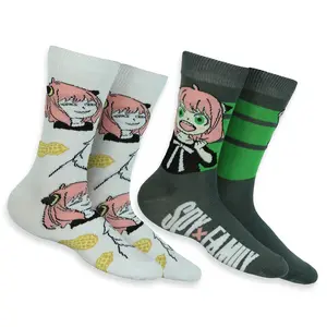 Spy X Family Socks Men's Anya and Bond Designs Adult Mid Calf Crew Socks 2 Pair Fits Shoe Size 8-12