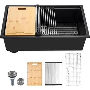 VEVOR 33 inch Kitchen Sink Workstation, Top Mount Granite Sinks, Drop - In Single Bowl Farmhouse Basin with Multiple Accessories, Household Dishwasher Sinks (19Dx 33Wx 10H)VEVOR Super Brand Day