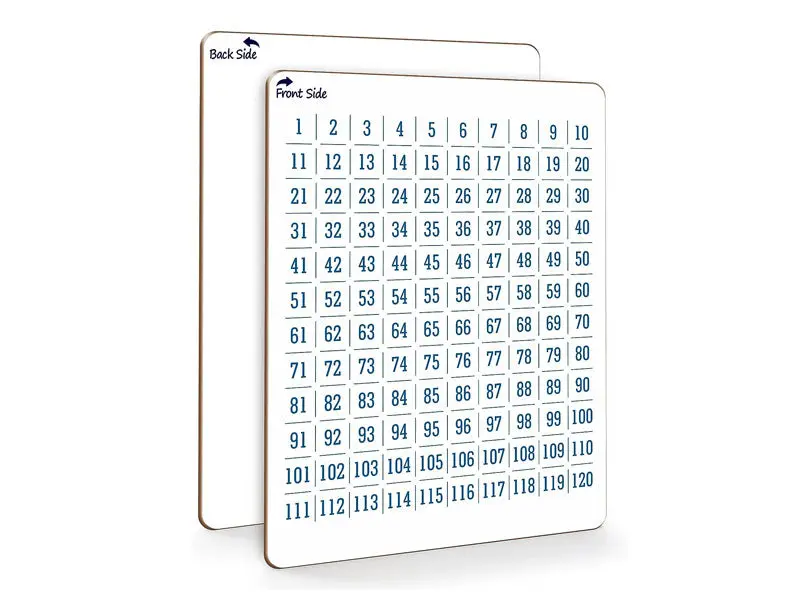 120 Number Chart 9"x12" Dry Erase Board