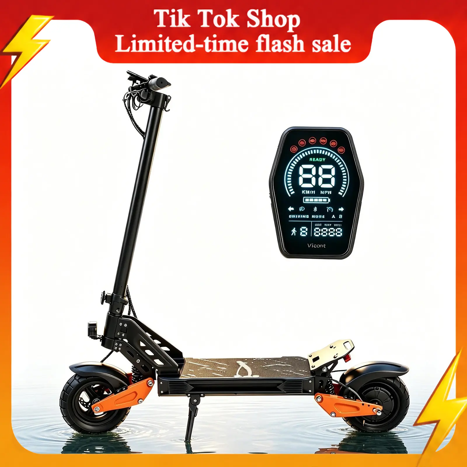 Electric Scooter with RGB Angel-Eye Headlight & Side Light Strips, Top speed 31MPH, 800W Motor, 48V 15.6Ah Battery, 30Mile Range, Dual Suspension, 10" Tires, Foldable, Supports smart app control, Perfect for Night Rides & Commute