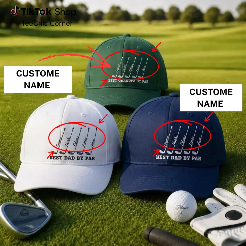 [ CUSTOME NAME ] Best Dad By Par Embroidered Wash hat  For Dad, Father's Day Golf Gift, Best Grandpa By Par Hat, Dad Birthday Golf Gift, Cap For Golf Lover