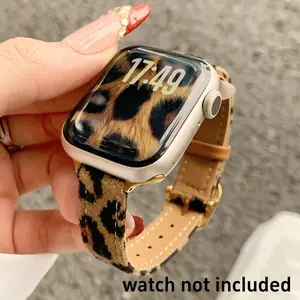 Apple Watch Band Leopard Leather Strap, Fashion Unique Design, Fits Apple Smartwatch Series Ultra Se Series 1-11, Multiple Colors