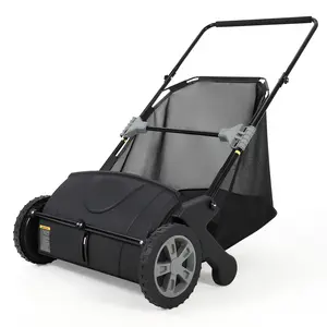 COZONY 21-Inch Push Lawn Sweeper with 3.5 Cu. Ft. Mesh Bag, 2 Spinning Brushes & 10" Wheels