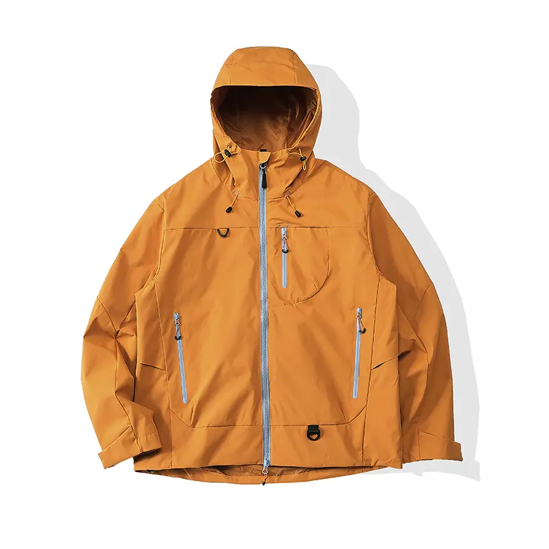 Unisex Loose-Fitting Outdoor Windproof Water-Resistant Jacket - Machine Washable, Normal Type, Waterproof Zippered Pockets, Adjustable Hood & Hem Drawstrings, Ideal for Hiking, Camping, Long Sleeve, Polyester, Full Sleeve, Synthetics