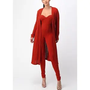 Sweater jumpsuit with long cardigan